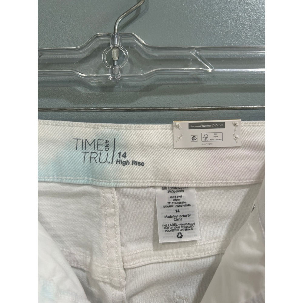 Time and Tru Womens High Rise Straight Leg Tie Dye Jeans White Pastel 14 NEW - Picture 3 of 3